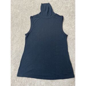 Theory sleeveless black sweater turtleneck button accent women's size PM